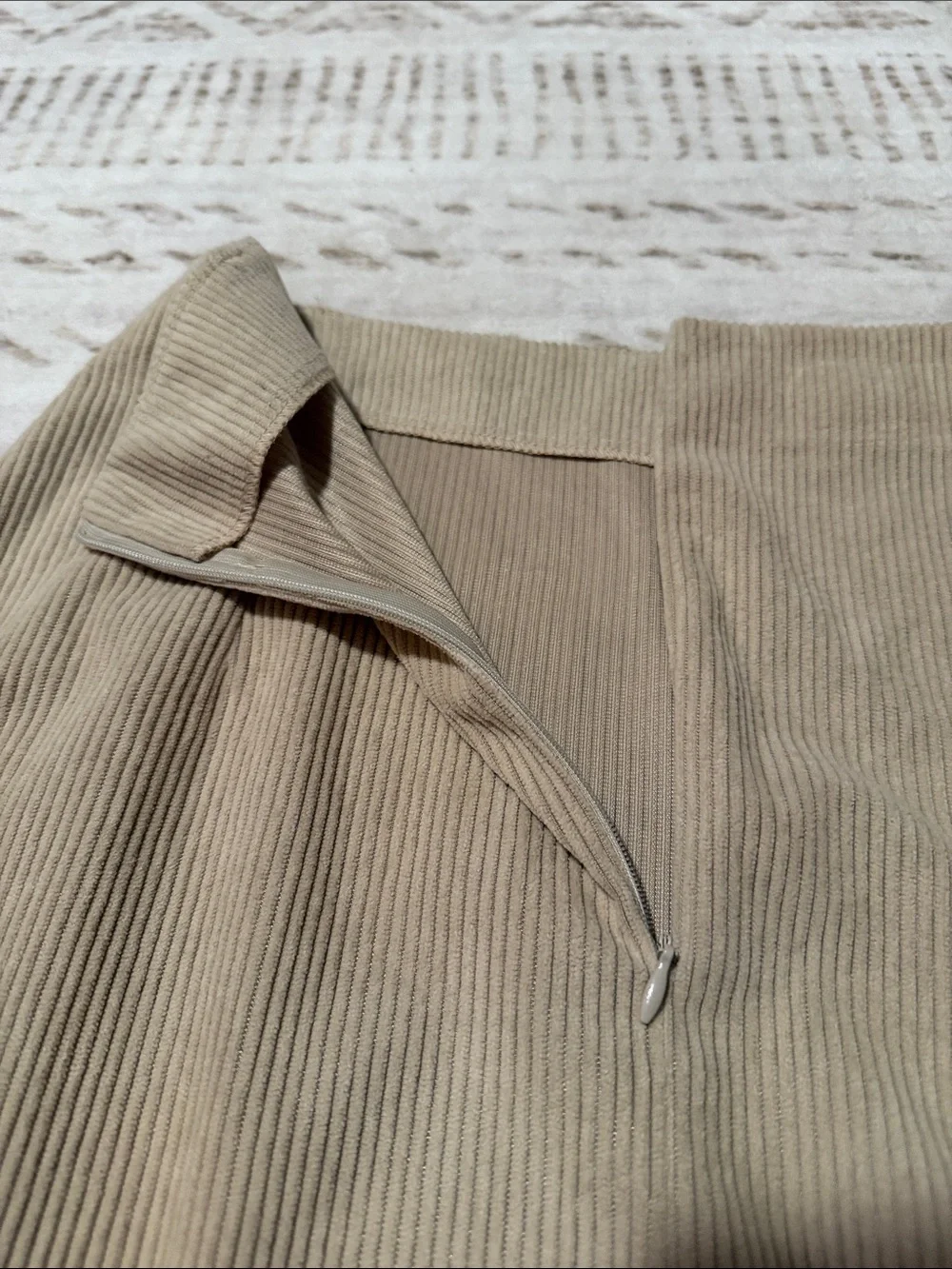 Beige Corduroy Maxi Skirt - Women
